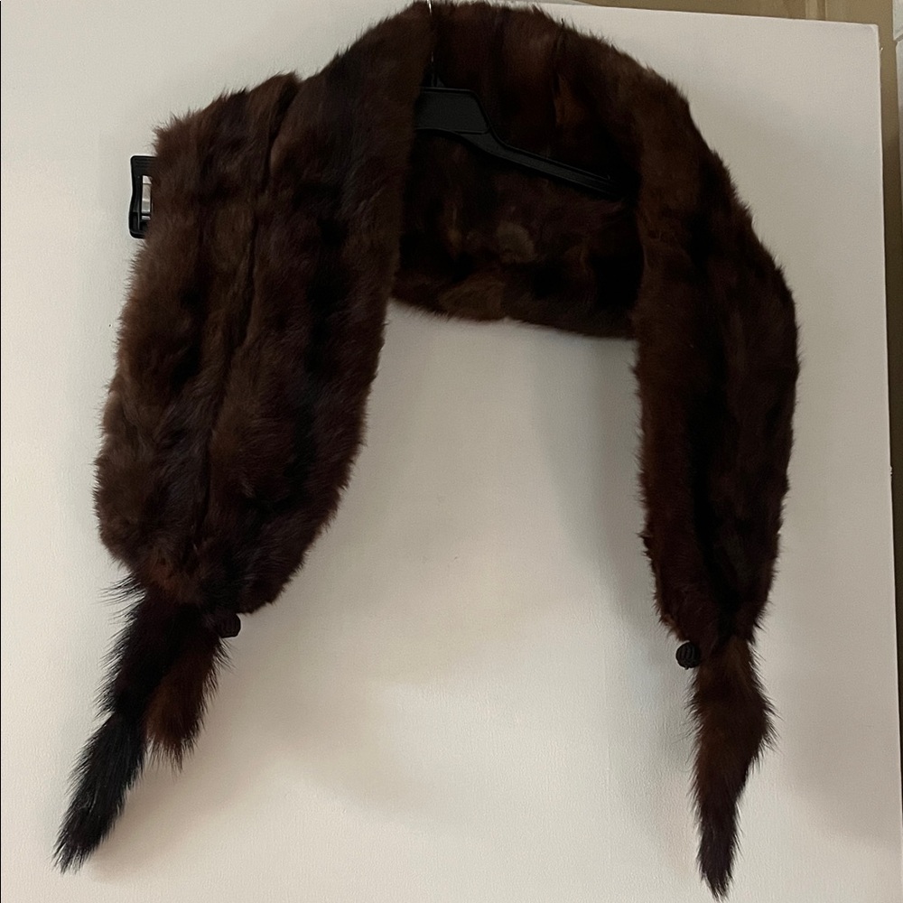 Brown Fur Stole Wrap - Luxury Women's Scarf